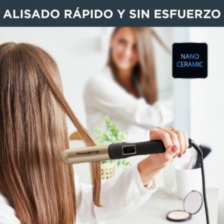 Plancha para el pelo rowenta sf6225f0 negra y dorada Depau